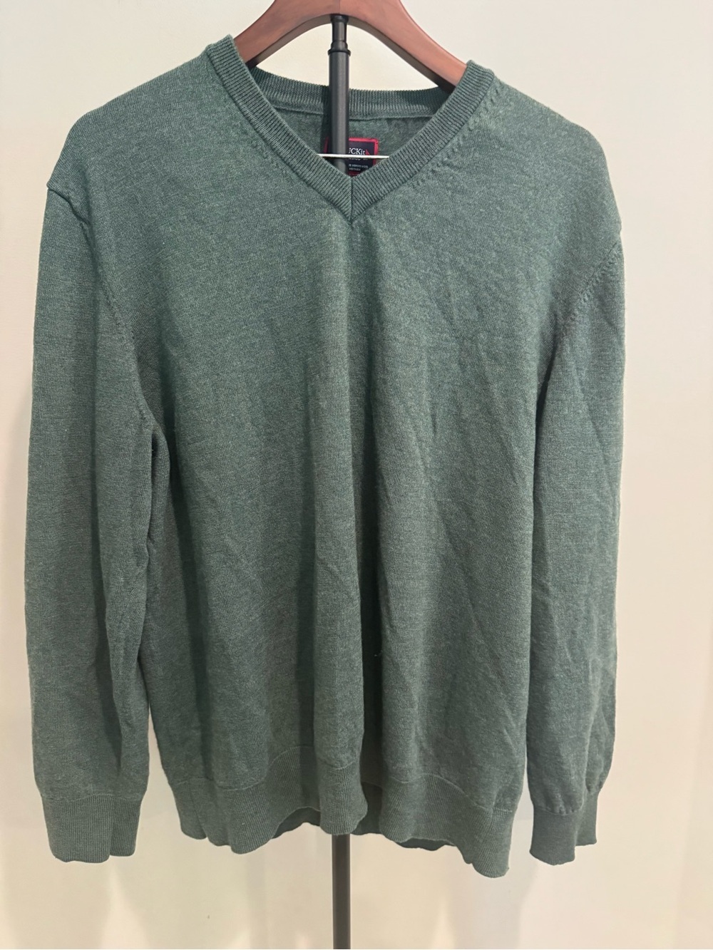 UNTUCKit Men's V-Neck Sweater in Olive Green Merino Wool Casual Office Size XXL